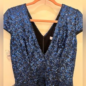 Dress the Population Zoe Sequin Dress, Navy, Large, NWT